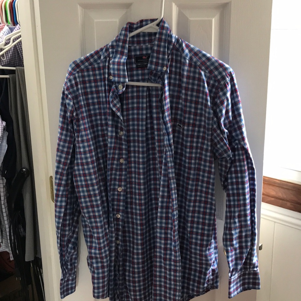 vineyard vines men’s flannel dress shirt. size M